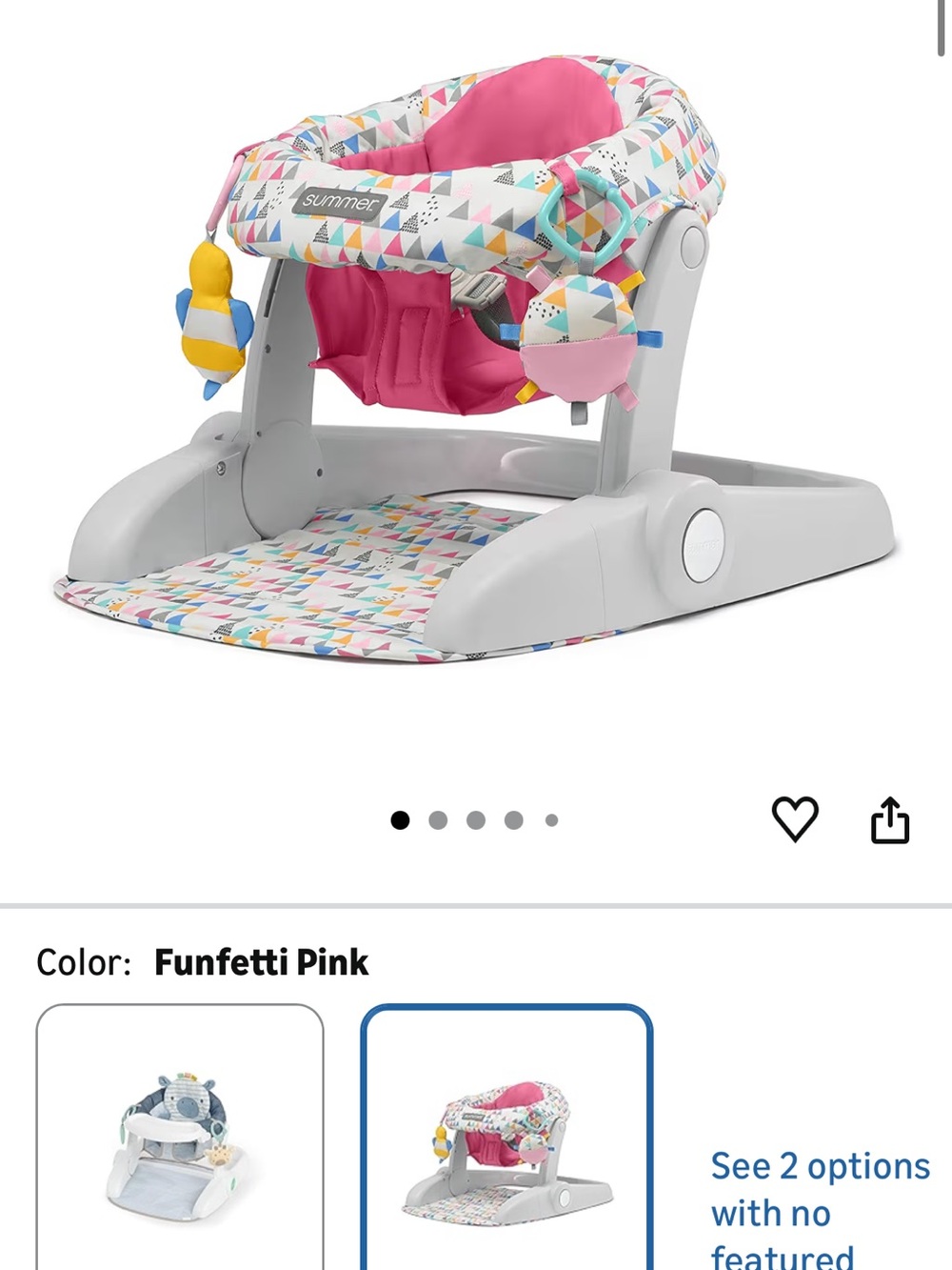 Summer Infant Funfetti Pink Deluxe Activity Seat learn to sit